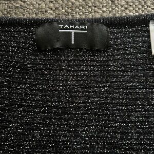 Tahari Metallic Black Knit Top